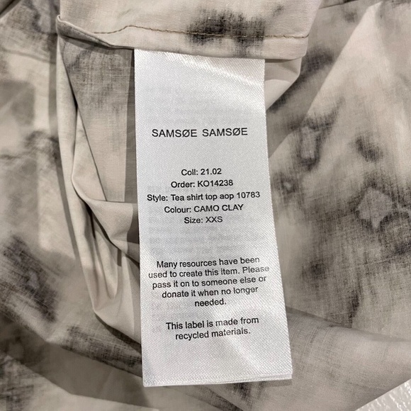 New SAMSOE SAMSOE Oversized Sleeveless Button Down Shirt Camo Clay Size XXS - Picture 16 of 16